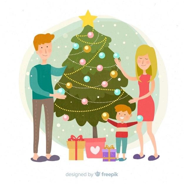 Fondo escena de familia en navidad