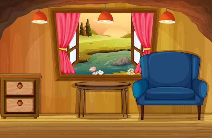 Vector gratuito el fondo de la escena del interior de la sala de estar