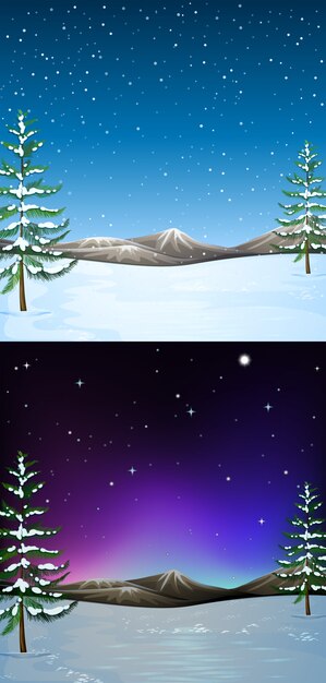 Vector gratuito fondo de escena de la naturaleza con nieve cayendo