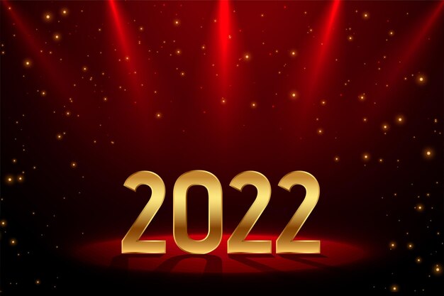 Fondo de escenario de año nuevo con texto 2022 y luz de enfoque