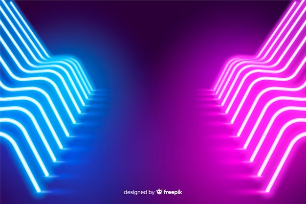 Fondo de escenario de luces de neón brillantes