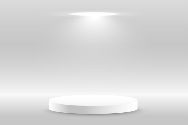 fondo de escenario redondo de pedestal blanco simple con efecto de luz de enfoque