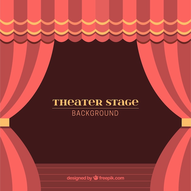 Fondo de escenario de teatro con cortinas en tonos rojos