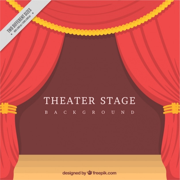 Fondo de escenario de teatro fantástico con cortinas decorativas en diseño plano
