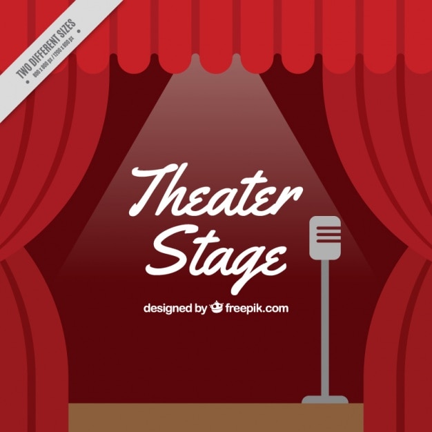 Vector gratuito fondo de escenario de teatro con micrófono