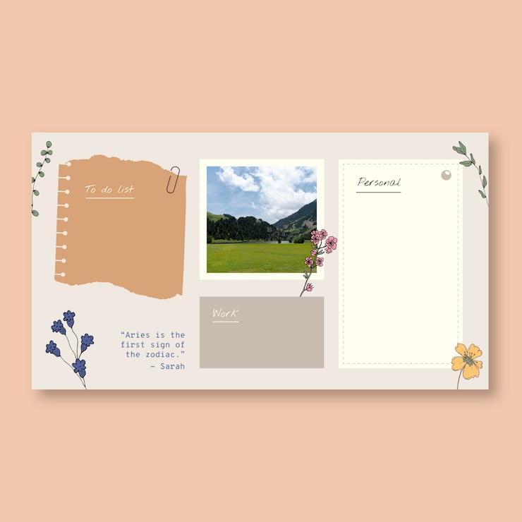 Vector gratuito fondo de escritorio de bloques personalizables florales estéticos