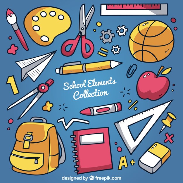 Fondo de escuela con elementos