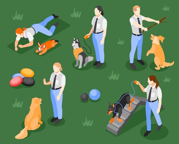 Fondo de escuela de perro isométrica