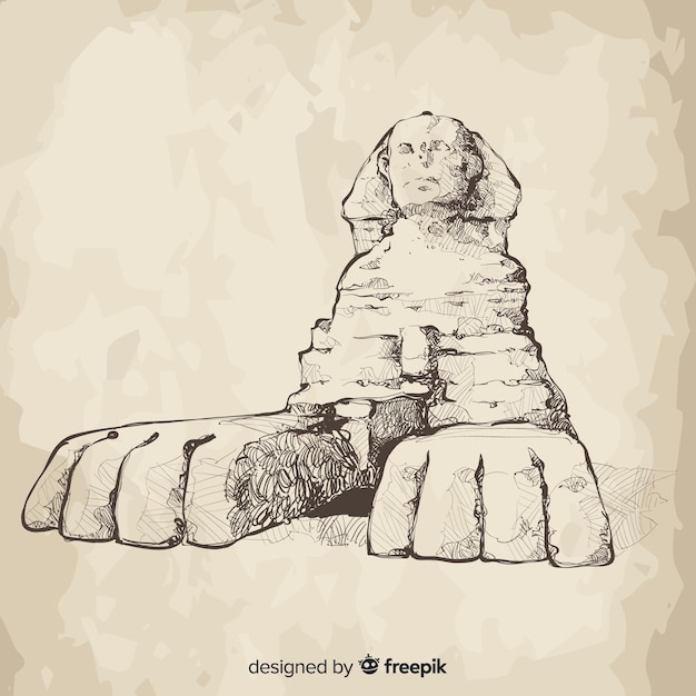 Vector gratuito fondo de esfinge egipcia dibujada a mano