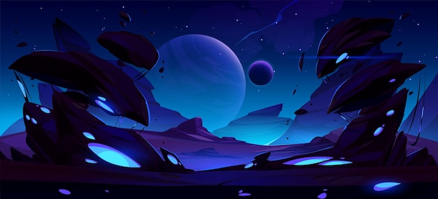 Fondo espacial con planeta alienígena por la noche