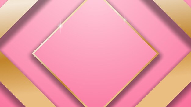 Fondo de espacio en blanco para texto rosa con líneas doradas de lujo brillante