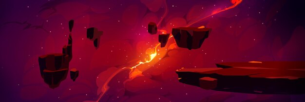 Fondo de espacio de dibujos animados con nebulosa de galaxia resplandeciente