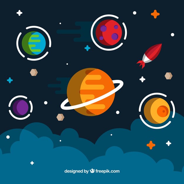 Fondo del espacio en diseño plano 