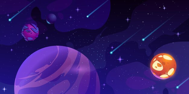 Fondo del espacio exterior con planetas y estrellas