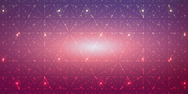 Fondo de espacio infinito. Matriz de estrellas brillantes con ilusión de profundidad, perspectiva.