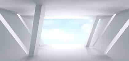 Vector gratuito fondo de espacio de pasillo blanco de habitación abstracta