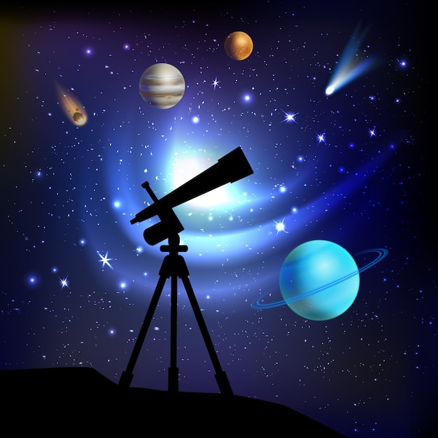 Fondo del espacio con telescopio