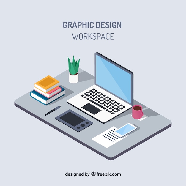 Vector gratuito fondo de espacio de trabajo de diseño gráfico