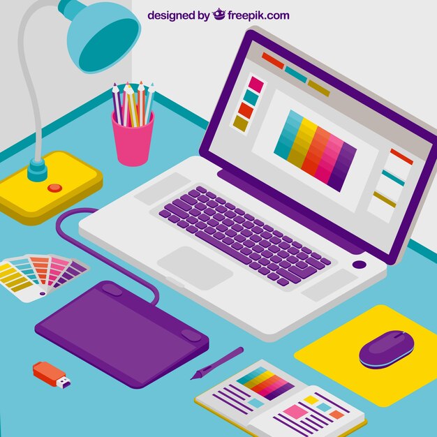 Fondo de espacio de trabajo de diseño gráfico