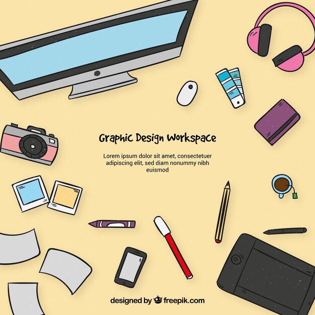 Fondo de espacio de trabajo de diseño gráfico