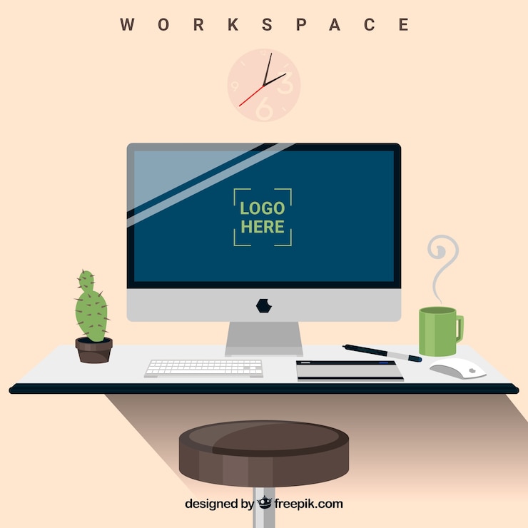 Vector gratuito fondo con espacio de trabajo elegante