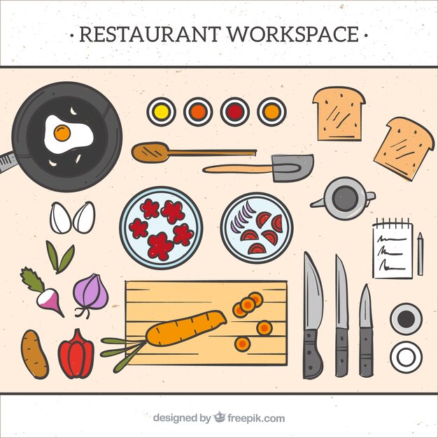 Fondo con espacio de trabajo de restaurante