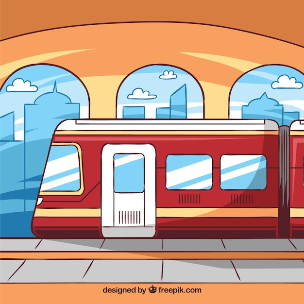 Fondo de estación de tren dibujado a mano