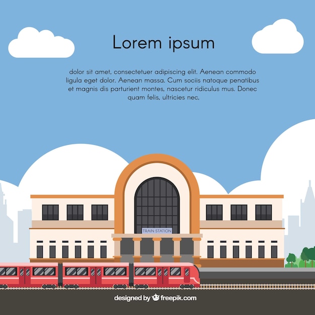 Vector gratuito fondo de estación de tren en diseño plano