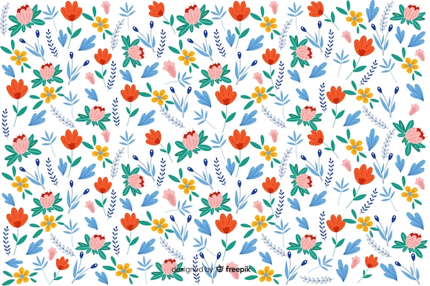 Fondo estampado de flores en diseño plano