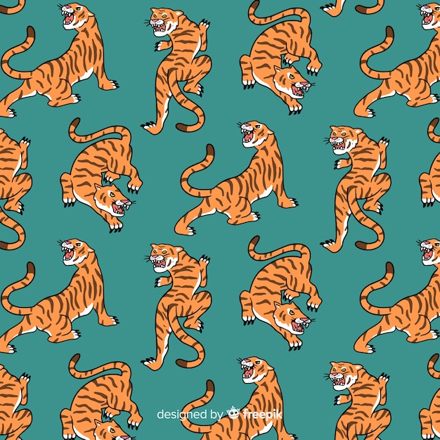 Fondo estampado de tigres dibujados a mano