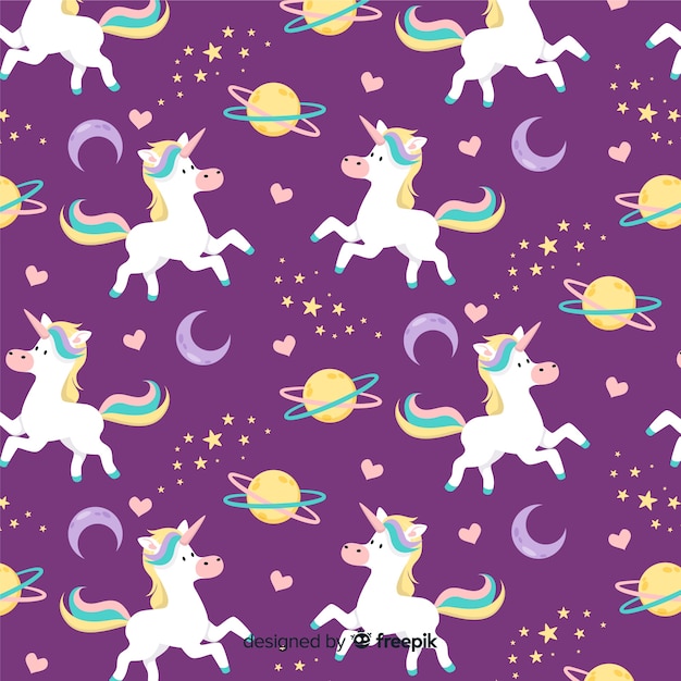 Fondo de estampado de unicornio dibujado a mano