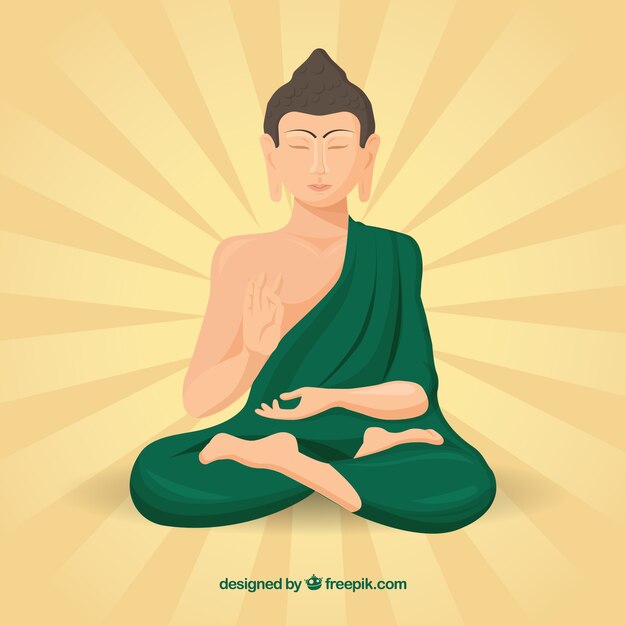 Fondo de estatua de budha en estilo plano