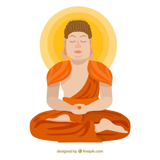 Fondo de estatua de budha en estilo plano