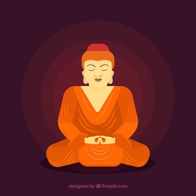 Fondo de estatua de budha en estilo plano