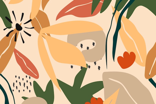 Fondo estético beige, vector de patrones sin fisuras de la selva tropical