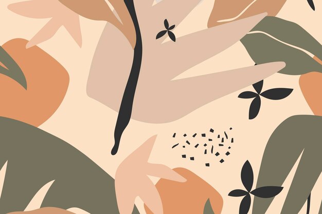 Fondo estético beige, vector de patrones sin fisuras de la selva tropical