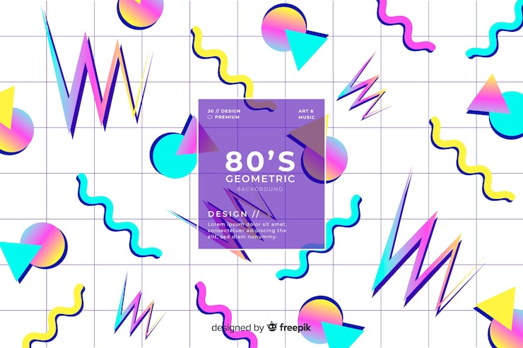 Vector gratuito fondo estilo años 80 con formas geométricas