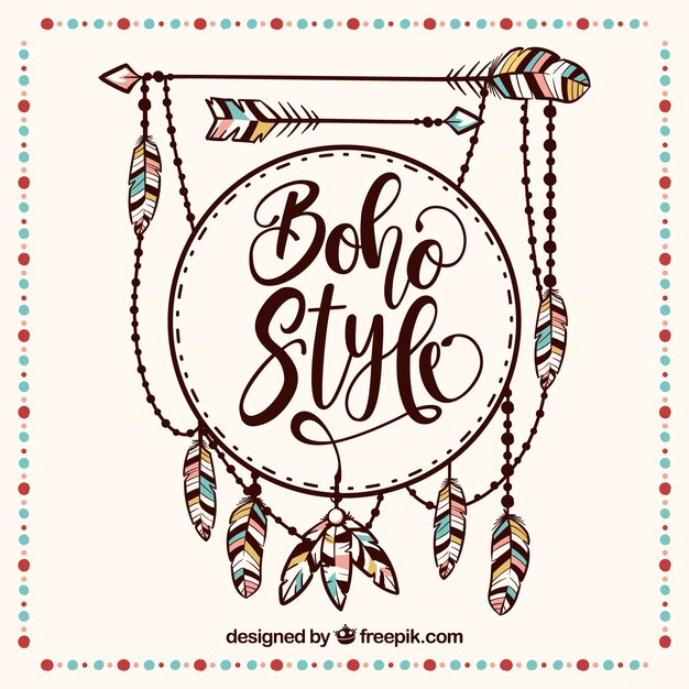 Fondo de estilo boho dibujado a mano