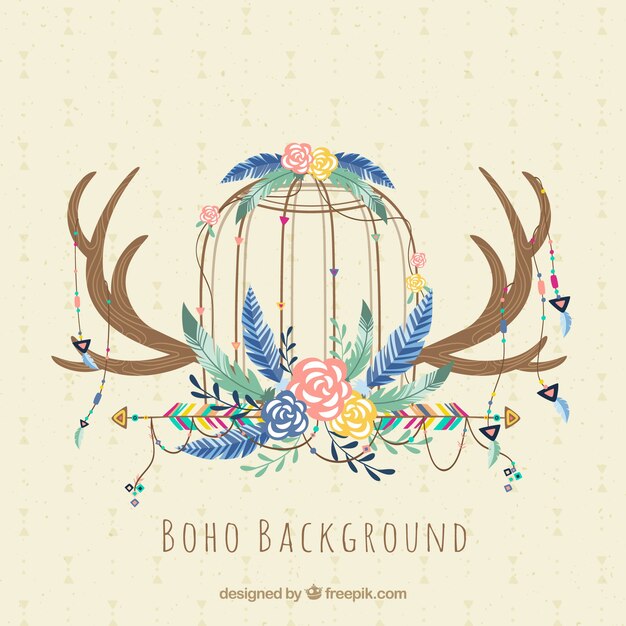 Fondo de estilo boho dibujado a mano