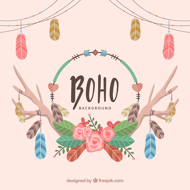 Vector gratuito fondo de estilo boho con diseño plano