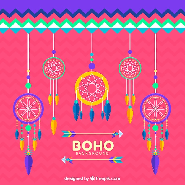 Vector gratuito fondo de estilo boho con diseño plano