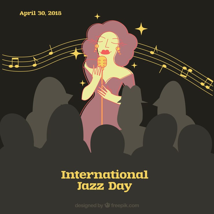 Vector gratuito fondo en estilo de dibujos animados para el día internacional del jazz