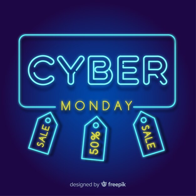 Fondo estilo neón de rebajas de cyber monday