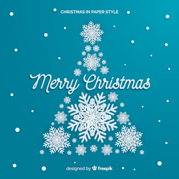 Fondo de estilo de papel de árbol de navidad copo de nieve | Vector Gratis