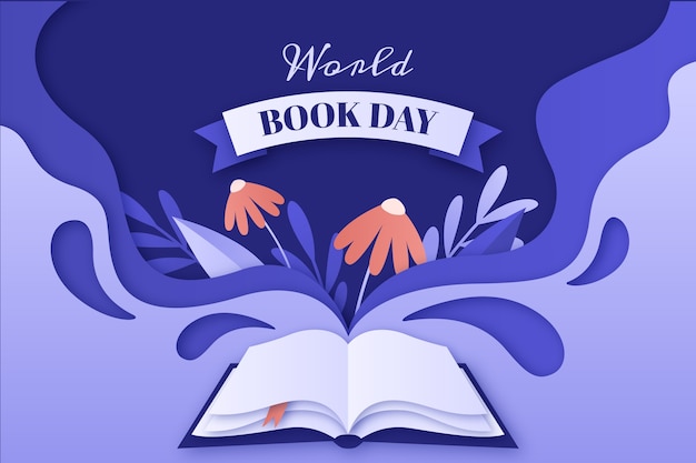 Vector gratuito fondo de estilo de papel para la celebración del día mundial del libro