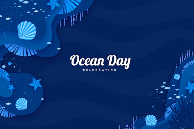 Fondo de estilo de papel para la celebración del día mundial de los océanos