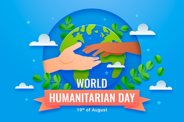 Vector gratuito fondo de estilo de papel para el día mundial de la ayuda humanitaria