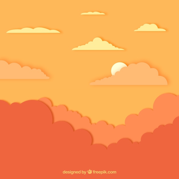 Vector gratuito fondo en estilo de papel con la puesta de sol