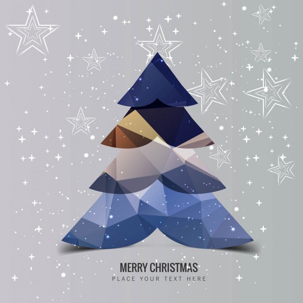 Fondo de estrella con árbol navideño poligonal