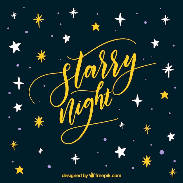 Vector gratuito fondo de estrellas con lettering